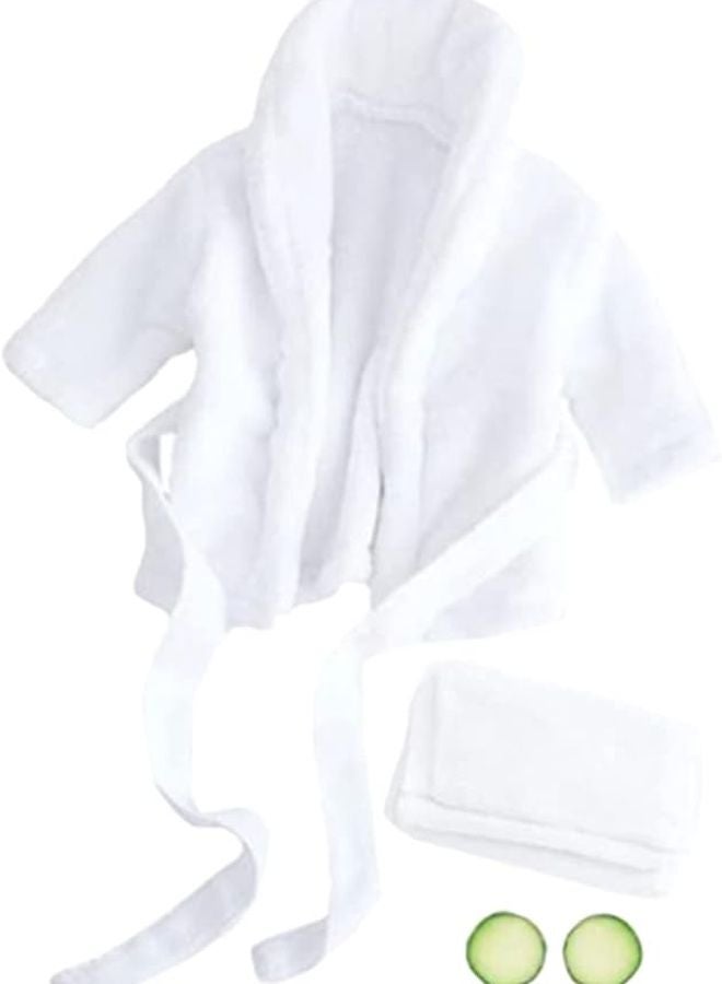 White Baby Bathrobe Newborn Photography Outfit Prop Set Size 38x25cm - Image 1